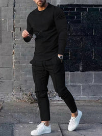 New Men's Two-piece Set Round Neck Long Sleeve T-Shirt Trousers Casual Sports Suit