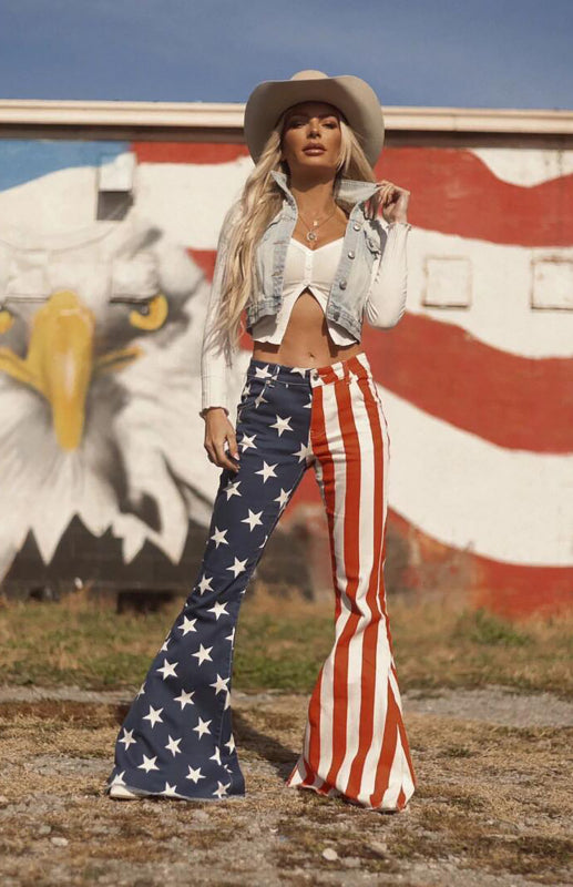 Women's New Independence Day Flag Jeans