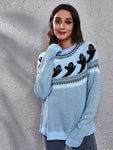 Women's Halloween Ghost retro wave point long sleeve knitted sweater
