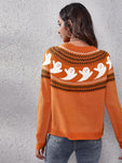 Women's Halloween Ghost retro wave point long sleeve knitted sweater