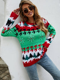 Women's pullover Christmas knitted long sleeve sweater