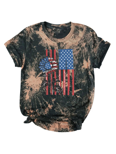 Women's 4th Of July Tie-dye Vintage Independence's Day Short Sleeve T-shirt