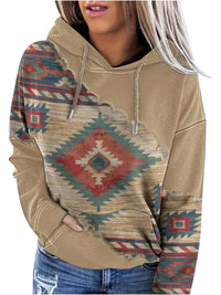 Positioning print coat top ladies hooded sweater