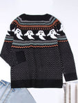Pullover ghost skull retro sweater for women loose autumn and winter long-sleeved sweater