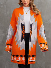 Fashionable women's long knitted cardigan Halloween jacquard contrast sweater