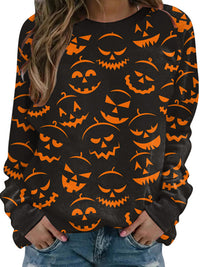 Fashionable Women's Halloween Printed Long Sleeve Loose Sweatshirt (Multiple Patterns Available)