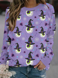 Fashionable Women's Halloween Printed Long Sleeve Loose Sweatshirt (Multiple Patterns Available)