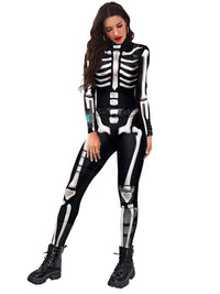Halloween Jumpsuit Skull Skeleton Digital Print Jumpsuit