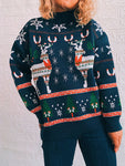 Women's Christmas Themed Elk Snowflake Christmas Tree Knit Sweater Sweater