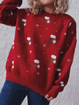 Women's Round Neck Long Sleeve Christmas Sweater Christmas Socks Jacquard Thickened Pullover