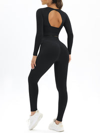 Women's seamless body-fitting beautiful back high elastic long-sleeved sports two-piece suit