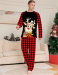 Kid’s Long Sleeves Classic Plaid Print Holiday Reindeer Holiday Fitted Two Piece Pajamas